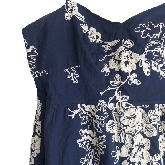 J. Crew Women's Cami Dress Size 10 Floral Embroidered Blue Lined Y2K Knee Length - Picture 8 of 9
